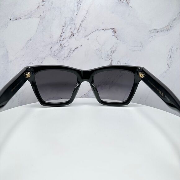 New GUCCI Sunglasses Black Gold Interlocking GG Logo 54-19-140 mm - Picture 16 of 16